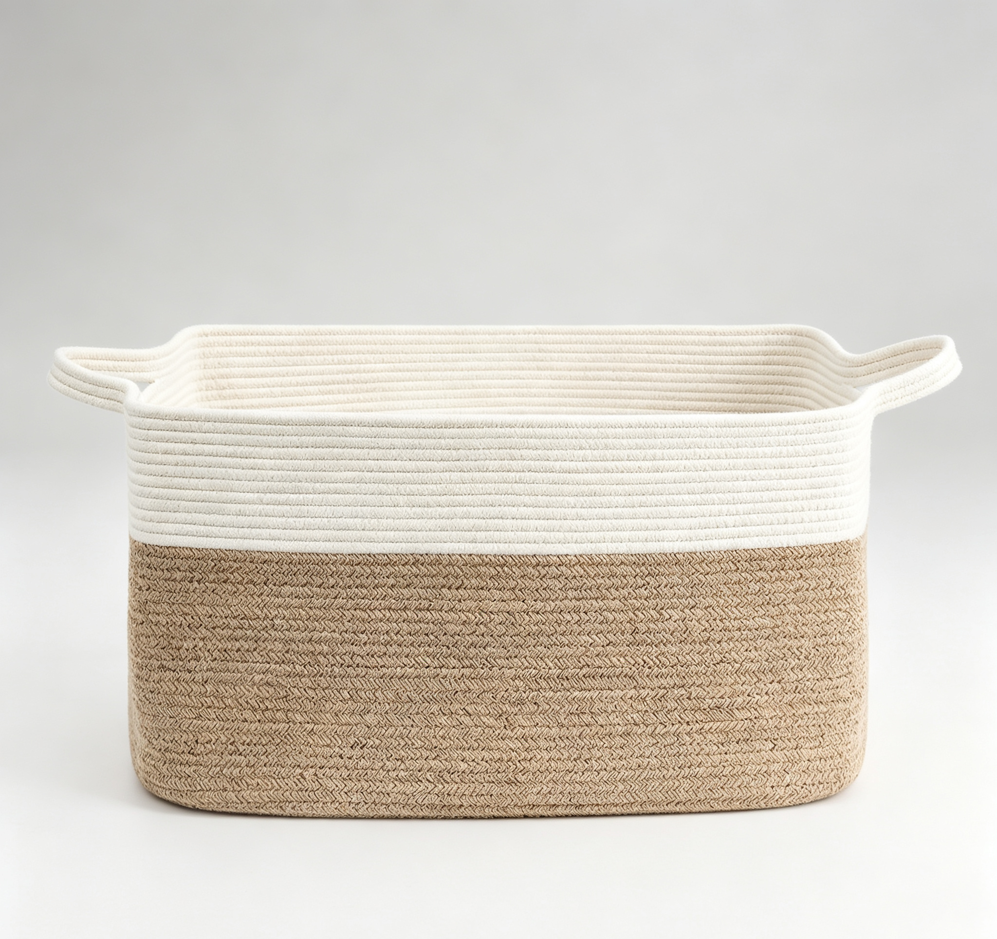 Two-Tone Cotton Rope Woven Storage Basket