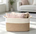 Two-Tone Cotton Rope Woven Storage Basket