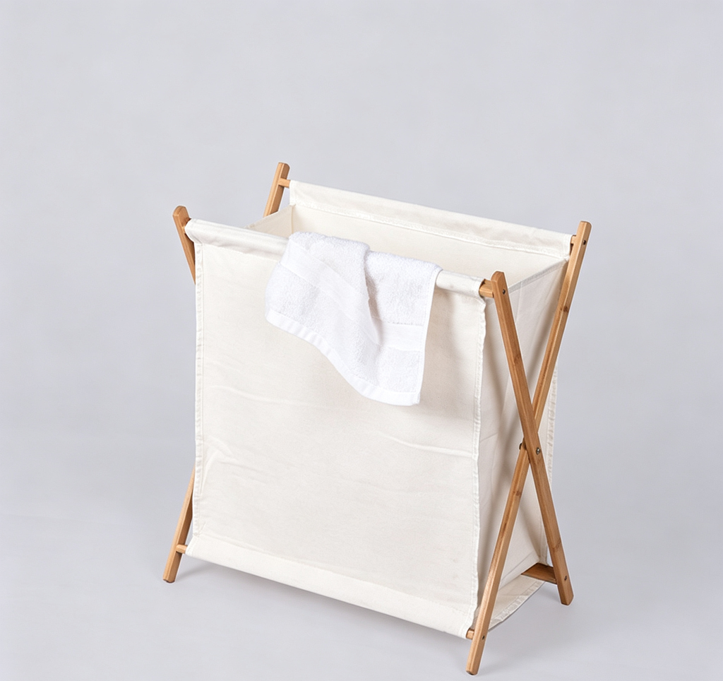 Foldable Bamboo Frame Linen Laundry Hamper