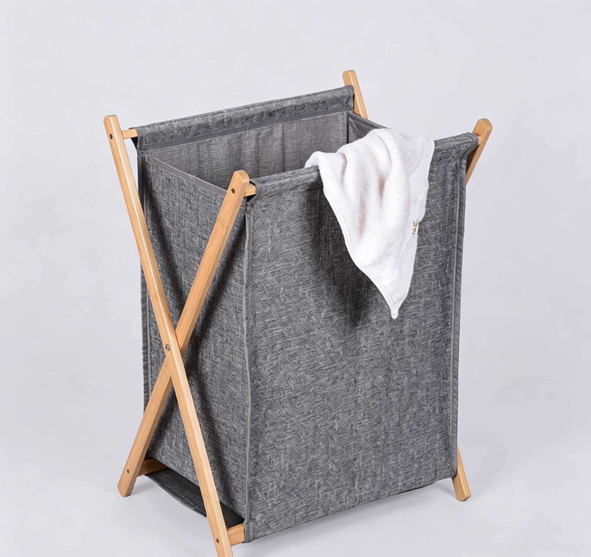 Foldable Bamboo Frame Linen Laundry Hamper
