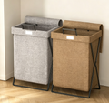 Foldable Metal Frame Linen Laundry Hamper with Lid