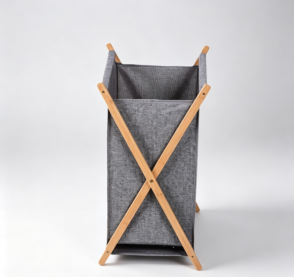 Foldable Bamboo Frame Linen Laundry Hamper