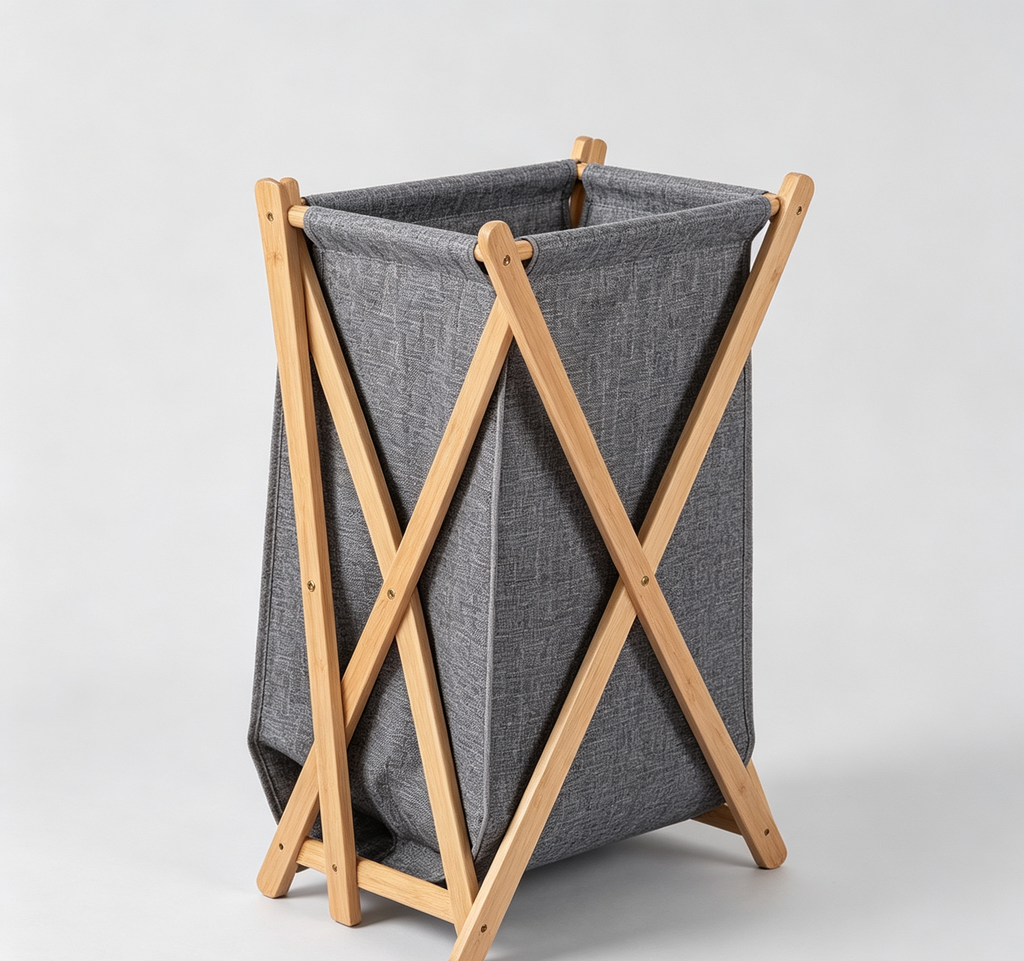 Foldable Bamboo Frame Linen Laundry Hamper